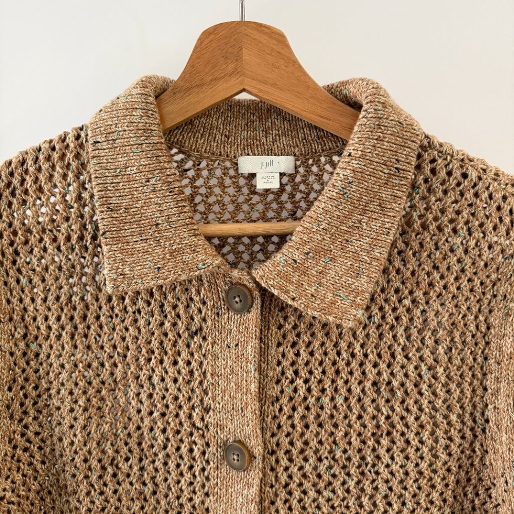 J.Jill Open Knit Collared Cardigan LP